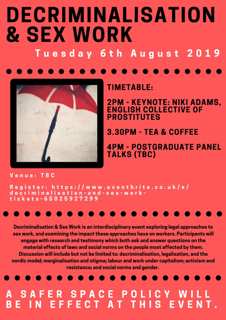 Event in August: Decriminalization and Sex Work – Centre for Engaged ...